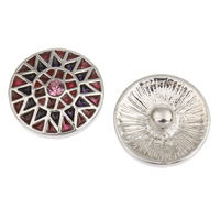 Jewelry Snap Button, Zinc Alloy, Flat Round, platinum color plated, enamel & with rhinestone, lead & cadmium free 