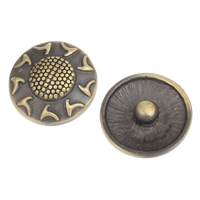 Bouton de morceau, alliage de zinc, Plat rond, Plaqué de couleur de bronze antique, sans plomb et cadmium Vendu par sac