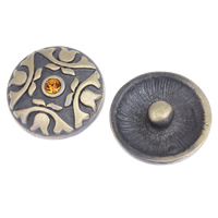 Schaltfläche "Chunk", Zinklegierung, flache Runde, antike Bronzefarbe plattiert, mit Strass, frei von Blei & Kadmium, 20x8mm, 5PCs/Tasche, verkauft von Tasche