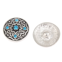 Jewelry Snap Button, Zinc Alloy, Flat Round, platinum color plated, with rhinestone & blacken, lead & cadmium free 