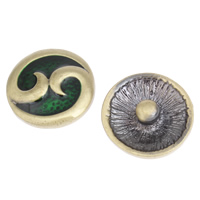 Gordi botón, aleación de zinc, Redondo aplanado, chapado en color bronce antiguo, esmalte, libre de plomo & cadmio, 20x8mm, 5PCs/Bolsa, Vendido por Bolsa