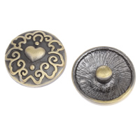 Jewelry Snap Button, Zinc Alloy, Flat Round, antique bronze color plated, lead & cadmium free 