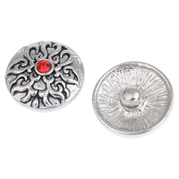 Jewelry Snap Button, Zinc Alloy, Flat Round, platinum color plated, with rhinestone & blacken, lead & cadmium free 