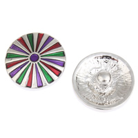 Jewelry Snap Button, Zinc Alloy, Flat Round, platinum color plated, enamel, multi-colored, lead & cadmium free 