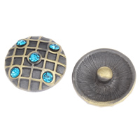 Bouton de morceau, alliage de zinc, Plat rond, Plaqué de couleur de bronze antique, avec strass, sans plomb et cadmium Vendu par sac