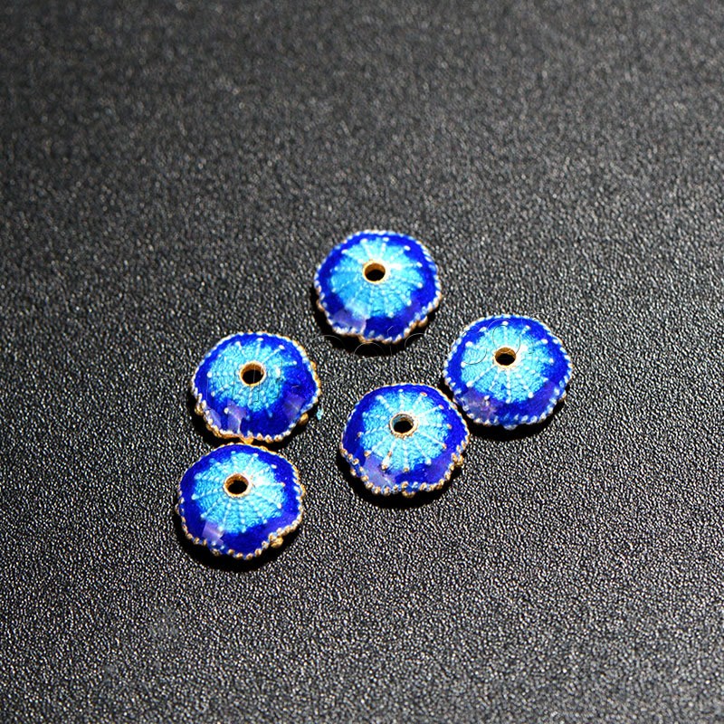 Sterling Silver Cloisonne Bead Cap, Flower, handmade, different size for choice, Hole:Approx 1-2mm, Sold By PC