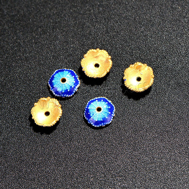 Sterling Silver Cloisonne Bead Cap, Flower, handmade, different size for choice, Hole:Approx 1-2mm, Sold By PC