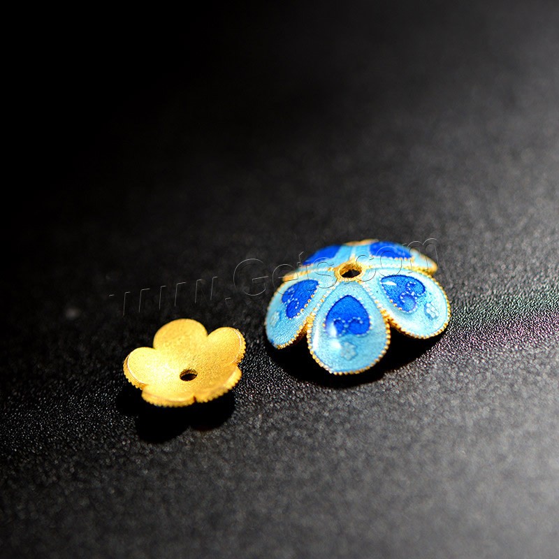 Sterling Silver Cloisonne Bead Cap, Flower, handmade, different size for choice, Hole:Approx 2-3mm, Sold By PC