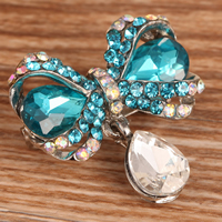 Crystal Brooch, Zinc Alloy, with Crystal, Bowknot, platinum color plated, faceted & with rhinestone, 20mm 