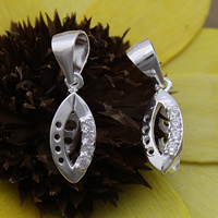 Sterling Silver Pinch Bail, 925 Sterling Silver, Leaf, plated, with cubic zirconia 0.7mm Approx 