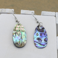 Abalone Shell Earring, with Brass, Flat Oval, platinum color plated, 49mm Approx 1.8 Inch 