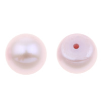 Perles nacres de culture d'eau douce demi percées , perle d'eau douce cultivée, bouton, naturel, semi-foré, violet, 7-7.5mm Environ 1mm, Vendu par paire