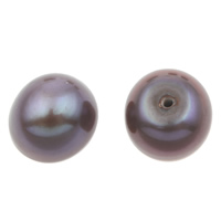 Perles nacres de culture d'eau douce demi percées , perle d'eau douce cultivée, bouton, semi-foré, violet foncé, 8.5-9mm Environ 1mm, Vendu par paire