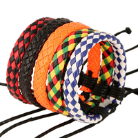 PU Leather Cord Bracelets, with Waxed Cotton Cord, adjustable 10mm Approx 7-10.5 Inch 