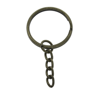 Eisen Schlüssel Split Ring, antike Bronzefarbe plattiert, mit Verlängerungskettchen, frei von Nickel, Blei & Kadmium, 25x48x2mm, Bohrung:ca. 22mm, verkauft von PC