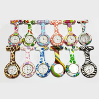 Nurse Watch, Silicone, with Glass, printing, mixed pattern, nickel, lead & cadmium free, 40mm 
