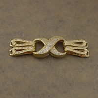 Brass Fold Over Clasp, Infinity, real gold plated, micro pave cubic zirconia, 73.5mm  Approx  