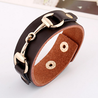 Cowhide Bracelets, with Zinc Alloy, gold color plated, adjustable, 25mm Approx 9 Inch 
