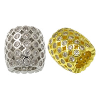 Cubic Zirconia Micro Pave Brass European Bead, Drum, plated, micro pave cubic zirconia & without troll Approx 4.5mm 