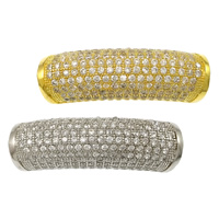 Cubic Zirconia Micro Pave Brass Beads, Curved Tube, plated, micro pave cubic zirconia & hollow Approx 