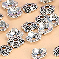 Bali Sterling Silber Perlenkappen, Thailand, Blume, 7.32x2.4mm, Bohrung:ca. 1.9mm, verkauft von PC