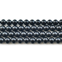 Natural Tourmaline Beads, Round black 