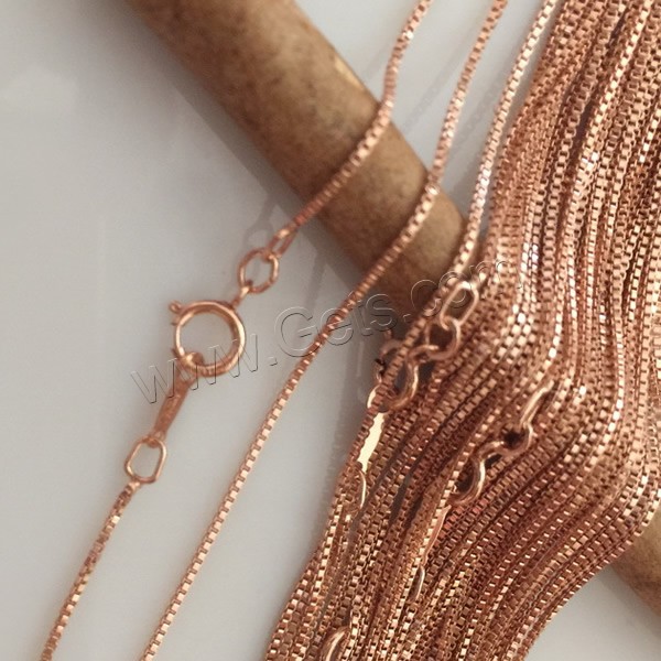 Gold Filled Necklace Chain, 14K rose gold-filled & different length for choice & box chain, 0.85mm, Sold By Strand