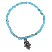Hamsa Bracelets, Zinc Alloy, with Synthetic Turquoise, antique silver color plated, Islamic jewelry, nickel, lead & cadmium free Approx 7.5 Inch 