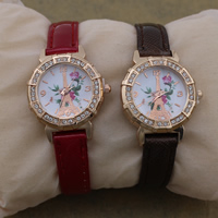 Women Wrist Watch, Zinc Alloy, with PU Leather & Glass, Chinese movement, plated, adjustable & with rhinestone nickel, lead & cadmium free Approx 8.3 Inch 