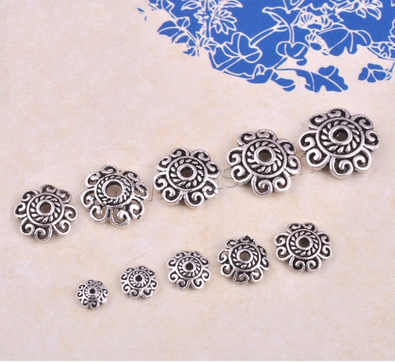 Bali Sterling Silber Perlenkappen, Thailand, Blume, verschiedene Größen vorhanden, verkauft von PC
