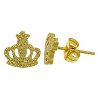 Stainless Steel Stud Earring, Crown, gold color plated, stardust 12.5mm 