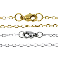 ステンレススチールのネックレスチェーン, ステンレス, メッキ, 楕円形の鎖, 無色 長さ:約 18 インチ, 売り手 ストランド