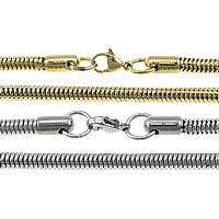 Acero inoxidable Europeo collar de cadena, chapado, cadena de la serpiente, más colores para la opción, 4mm, longitud:aproximado 19 Inch, Vendido por Sarta