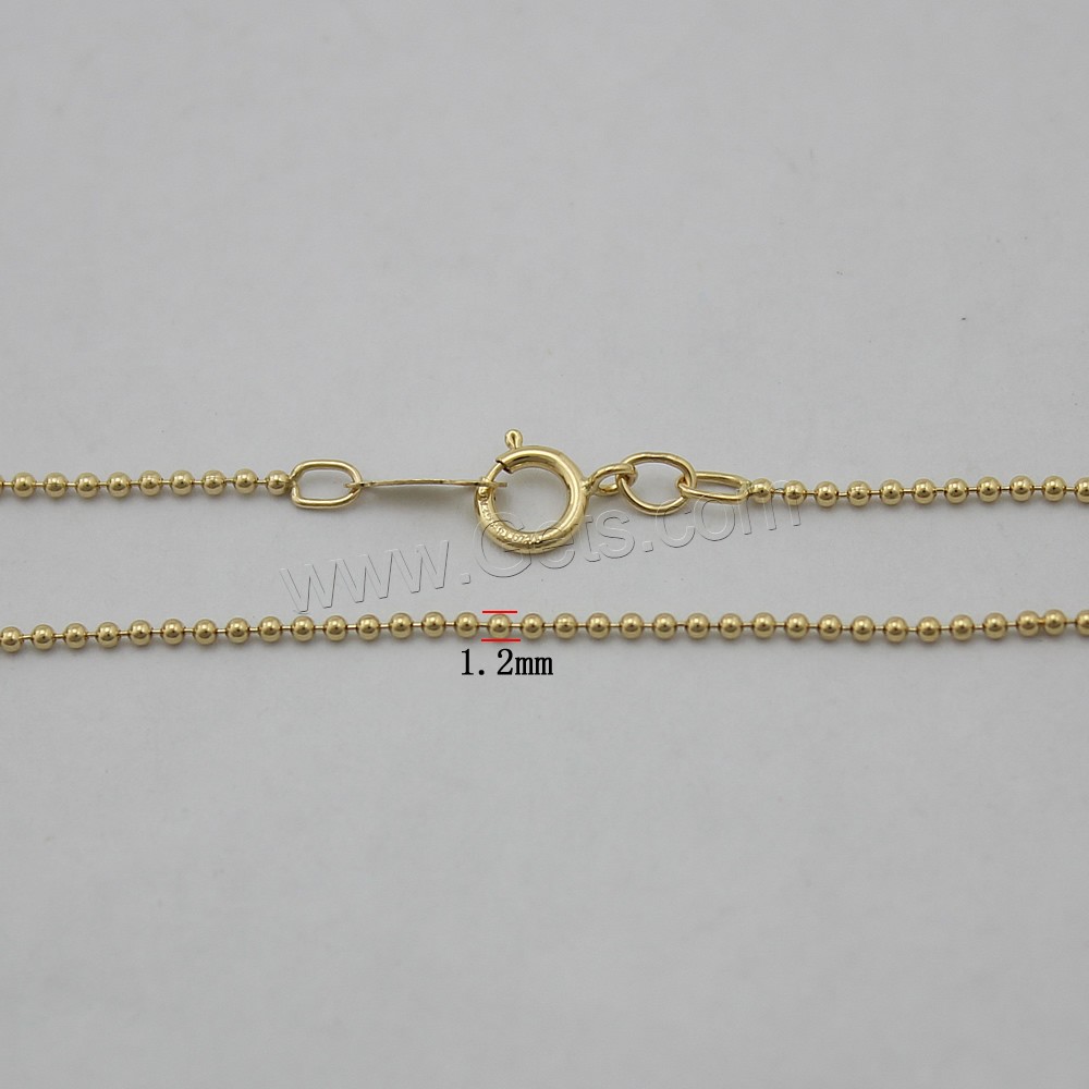 Oro-llenado Cadena para collar, 14K gold-filled & longitud diferente para la opción & cadena de la bola, 1.2mm, Vendido por Sarta