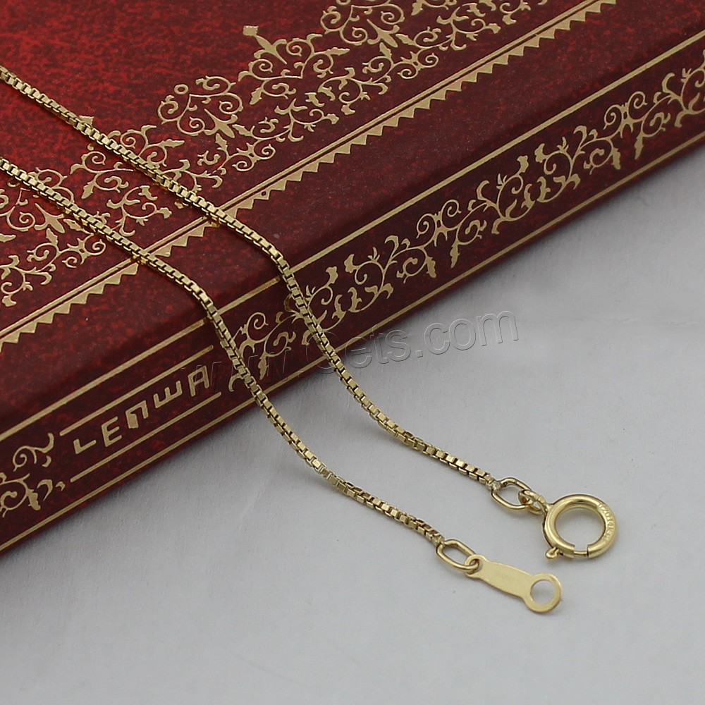 Oro-llenado Cadena para collar, 14K gold-filled & longitud diferente para la opción & cadena de caja, 0.85mm, Vendido por Sarta