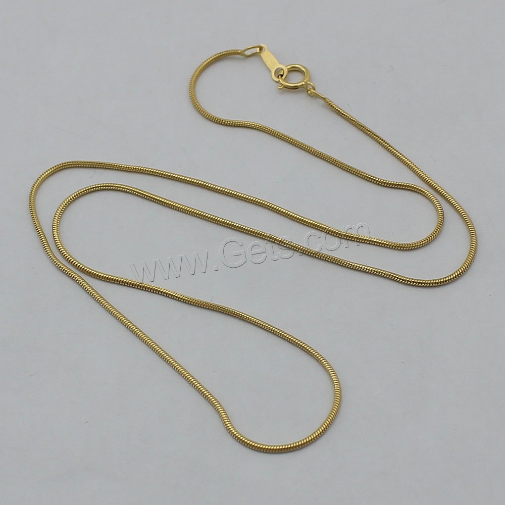 Doublé or collier de chaîne, 14K rempli & longueur différente pour le choix & chaîne serpent, 1mm, Vendu par brin