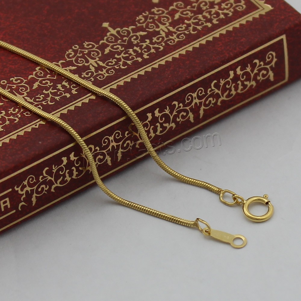 Gold Filled Necklace Chain, 14K gold-filled & different length for choice & snake chain, 1mm, Sold By Strand