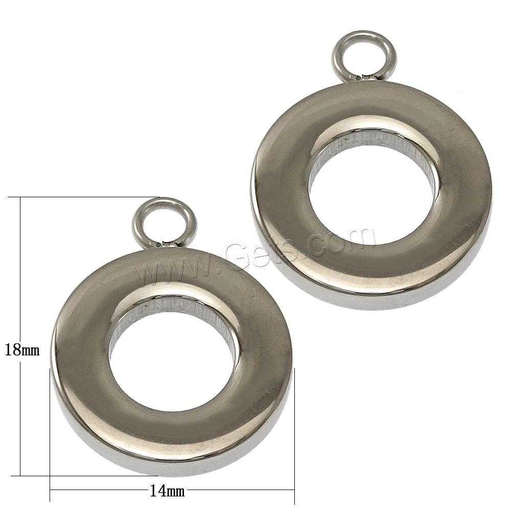 Stainless Steel Tag Charm, 304 Stainless Steel, Donut, Customized, original color, 14x18x2.5mm, Hole:Approx 2mm, Sold By PC