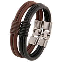 Cowhide Bracelets, zinc alloy clasp, plumbum black color plated 10mm Approx 8.26 Inch 
