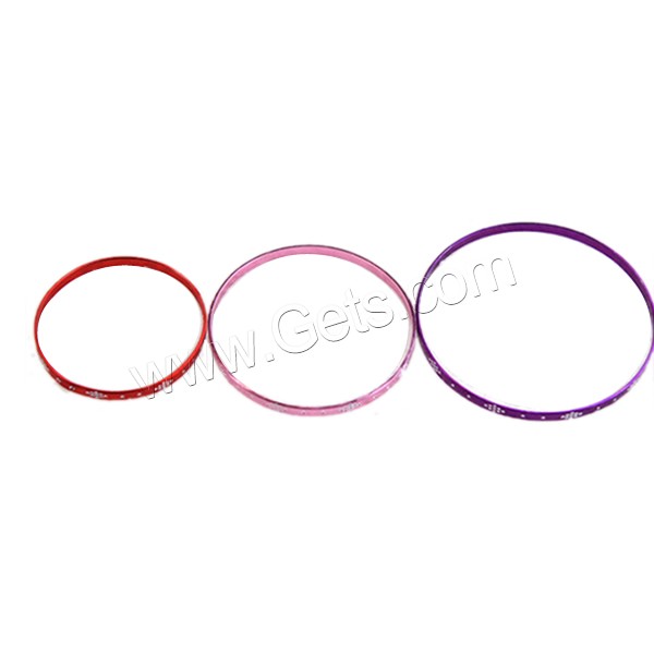 Aluminum Bangle, plated, different size for choice & with acrylic rhinestone, mixed colors, 4mm, 50PCs/Bag, Sold By Bag