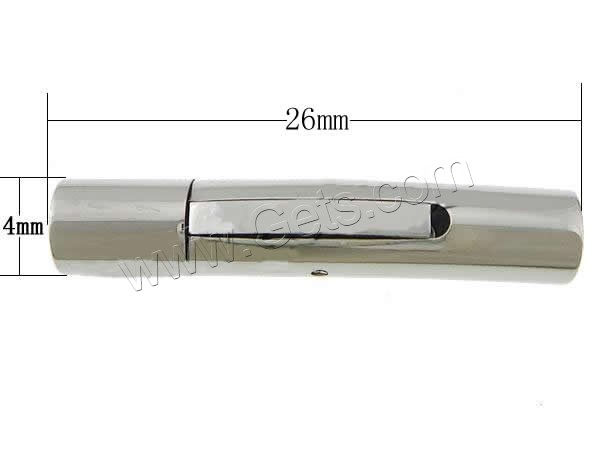 Stainless Steel Bayonet Clasp, Tube, plated, Customized, more colors for choice, 26x4mm, Hole:Approx 2mm, Sold By PC