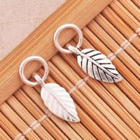Sterling Silver Leaf Pendants, 925 Sterling Silver, mixed colors Approx 4mm 