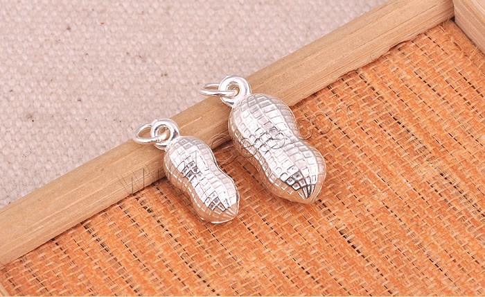 Sterling Silver Food Pendants, 925 Sterling Silver, Peanut, different size for choice, Hole:Approx 3mm, Sold By PC