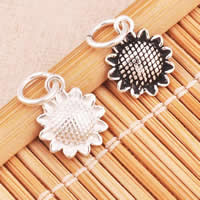 Sterling Silver Flower Pendants, 925 Sterling Silver, Sunflower, mixed colors Approx 4mm 