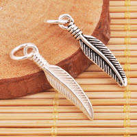 Sterling Silver Pendants, 925 Sterling Silver, Feather, mixed colors Approx 4mm 