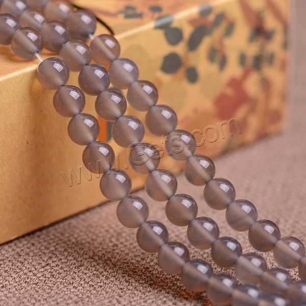 Natürliche graue Achat Perlen, Grauer Achat, rund, verschiedene Größen vorhanden, Grade AAAAAA, Bohrung:ca. 1mm, Länge:ca. 15.5 ZollInch, verkauft von Strang