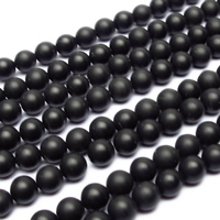 Natural Black Agate Beads, Round & frosted, Grade AAAAAA Approx 1mm Approx 15.5 Inch 