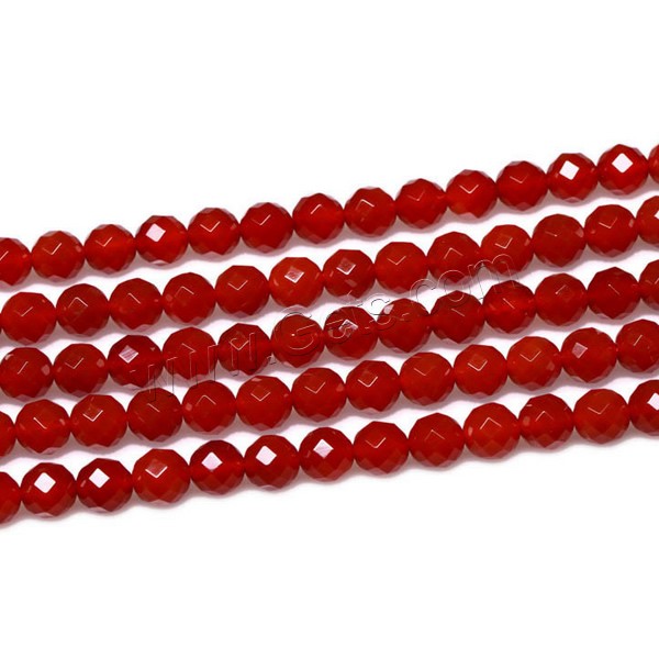 Natural Red Agate Beads, Round, different size for choice & faceted, Grade AAAAAA, Hole:Approx 1mm, Length:Approx 15.5 Inch, Sold By Strand