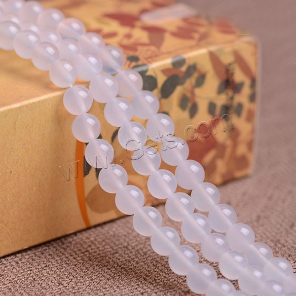 Natural White Agate Beads, Round, different size for choice, Grade AAAAAA, Hole:Approx 1mm, Length:Approx 15.5 Inch, Sold By Strand