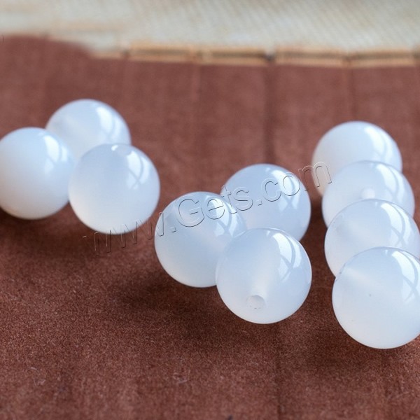 Natürliche Weiße Achat Perlen, Weißer Achat, rund, verschiedene Größen vorhanden, Grade AAAAAA, Bohrung:ca. 1mm, Länge:ca. 15.5 ZollInch, verkauft von Strang